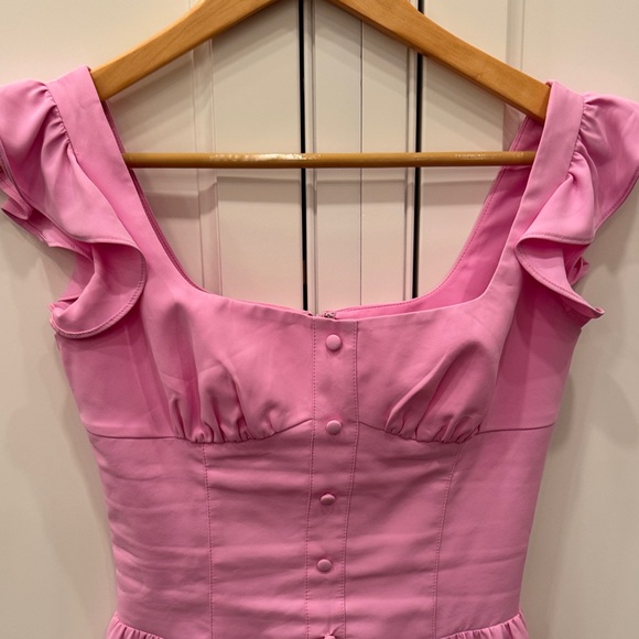 Amanda Uprichard Fuchsia Mini Dress with Ruffle Sleeves - Picture 3 of 3